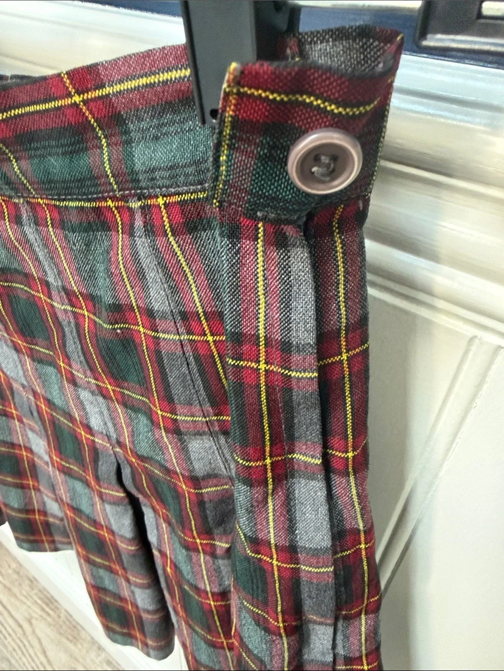 Authentic Vintage 90s Parker Red & Green Tartan Pleated School Girl Mini Skirt